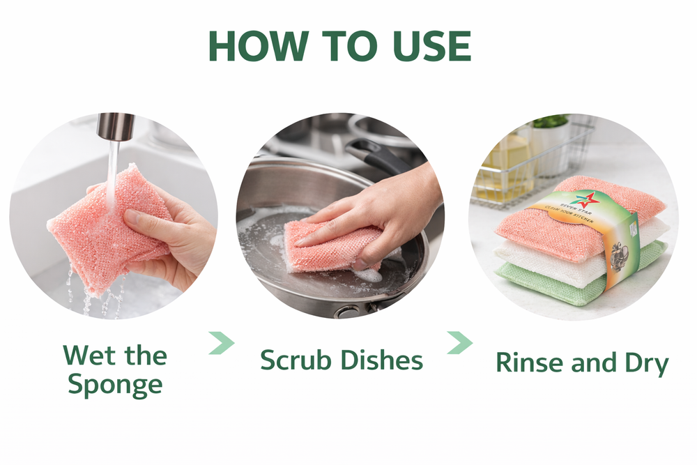 Premium 30mm High-Density HK Foam Scrub Pad (Pack of 6) – Heavy-Duty Dual-Sided Kitchen Scrubber for Non-Stick Cookware and Surfaces