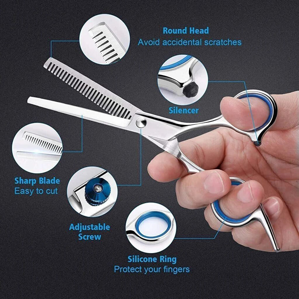 Professional Hair Cutting Barber Scissors Kit – 6.7 Inch Stainless Steel Hairdressing Scissors with 3 Combs, Haircut Cloak & Hair Clips – Complete Hair Cutting Tools for Men & Women (9Pcs)
