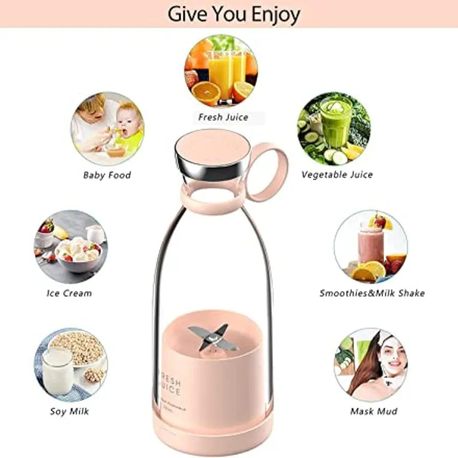 Portable Blender, USB Rechargeable Mini Juicer Blender, Electric Juicer Bottle Blender Grinder Mixer
