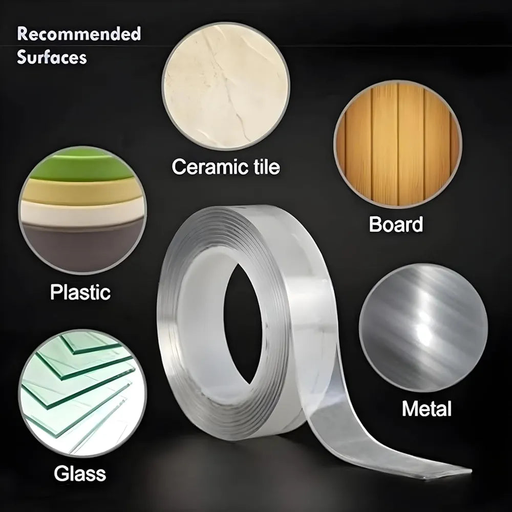 Nano Tape 3 Metres Double Sided Heavy Duty Tape – Washable & Reusable Traceless Mounting Tape for Walls