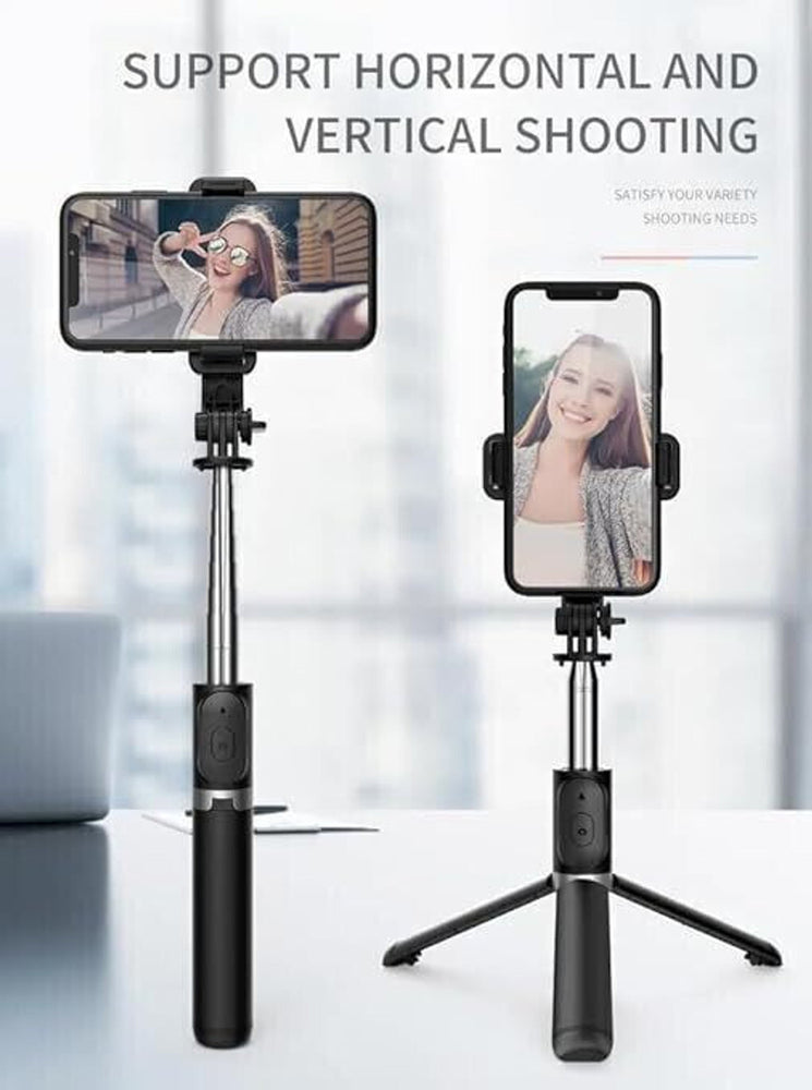 Q07 3-in-1 Bluetooth Selfie Stick Tripod with Integrated LED Fill Light – Wireless Remote Control, 360° Rotation, Foldable & Extendable Monopod for All Smartphones